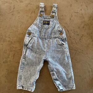 Vintage OshKosh Bgosh Hickory Stripe Overalls Made in USA 6/9M Vestbak